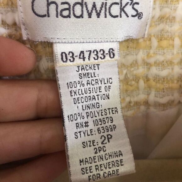 Chadwick's yellow cropped jacket plaid size 2p - Picture 2 of 4